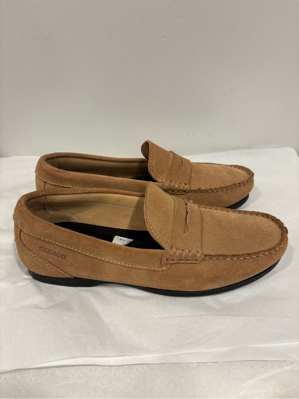 Sebago Men’s Suede Penny Loafers in Camel Suede